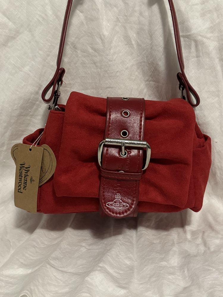 Vivienne Westwood Hazel Treasure Handbag Suede Leather Burgundy F/S JP [DDP]