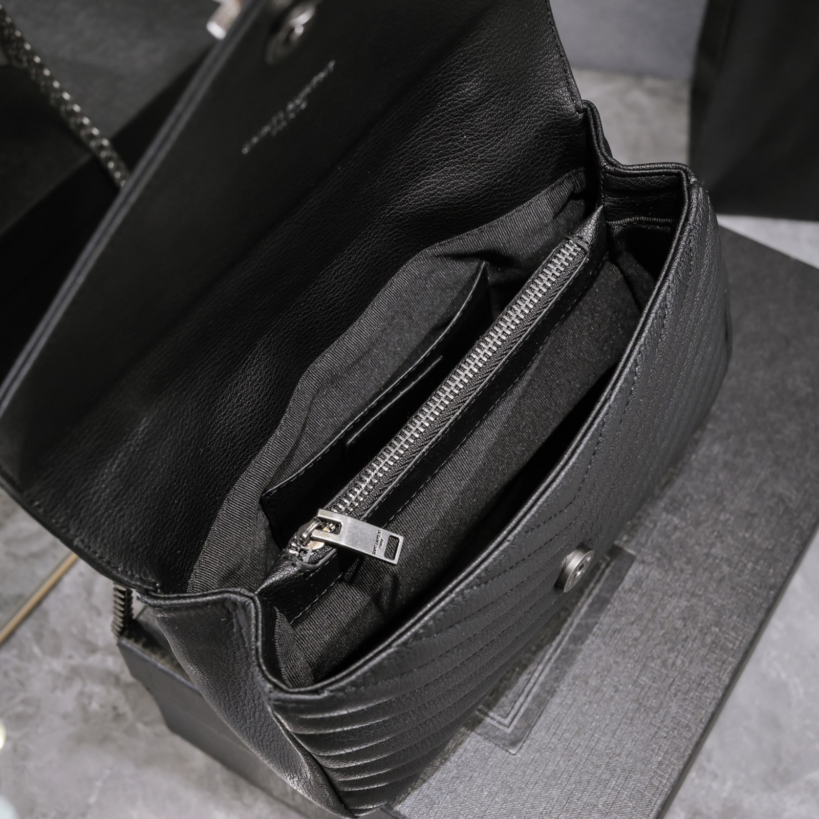 YSL Envelope Chain Bag Black Quilted Leather Shoulder Crossbody Handbag