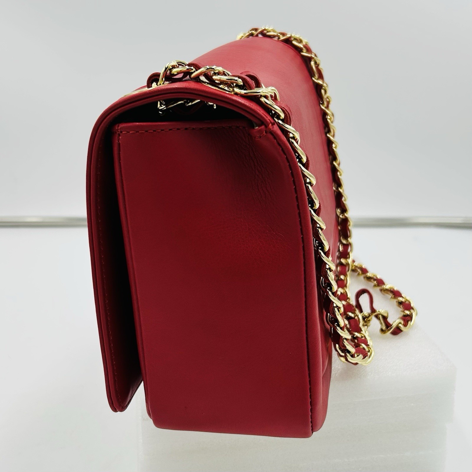 Valentino By Mario Valentino Alice Signature Lipstick Red Gold Shoulder Bag
