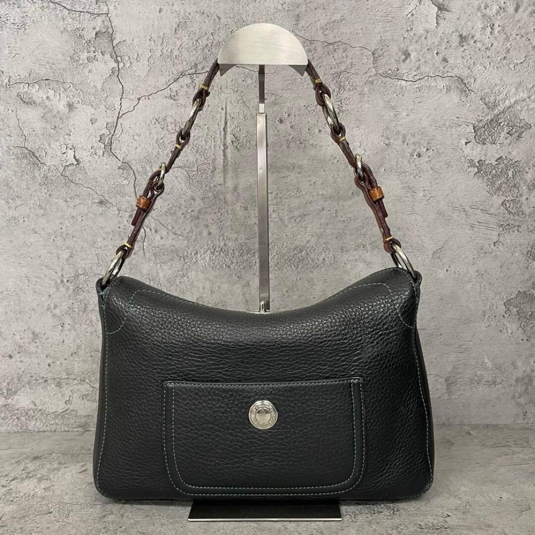 COACH Chelsea Black Leather Hobo Shoulder Bag Women 11.4in Authentic EUC
