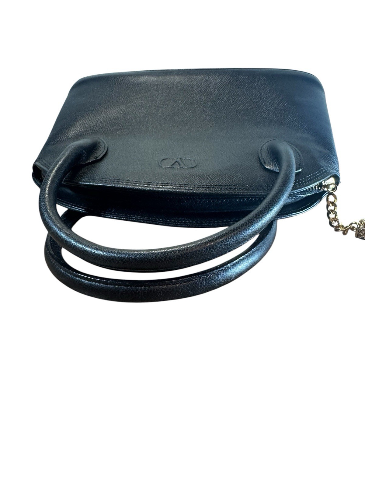 VALENTINO GARAVANI Black Saffiano Leather Dome Bowler Bag Top Handle Tote