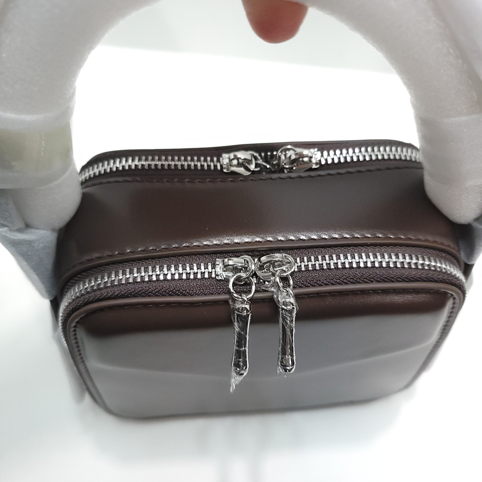 Leather Small Crossbody Tote Handbag Brown 8.7×5.5×3.5in