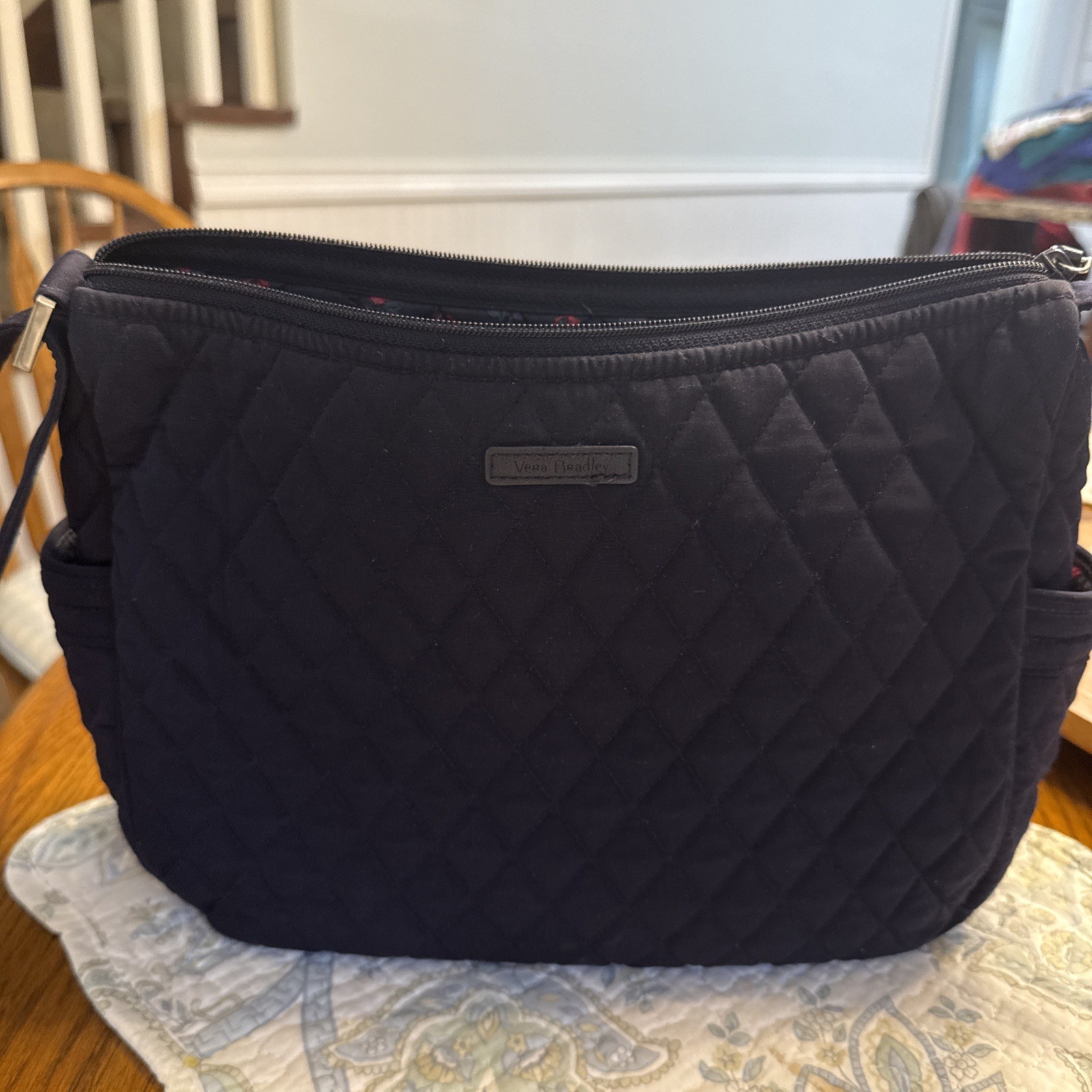 Vera Bradley Large Crossbody Purse In Classic Black Excellent Cond.