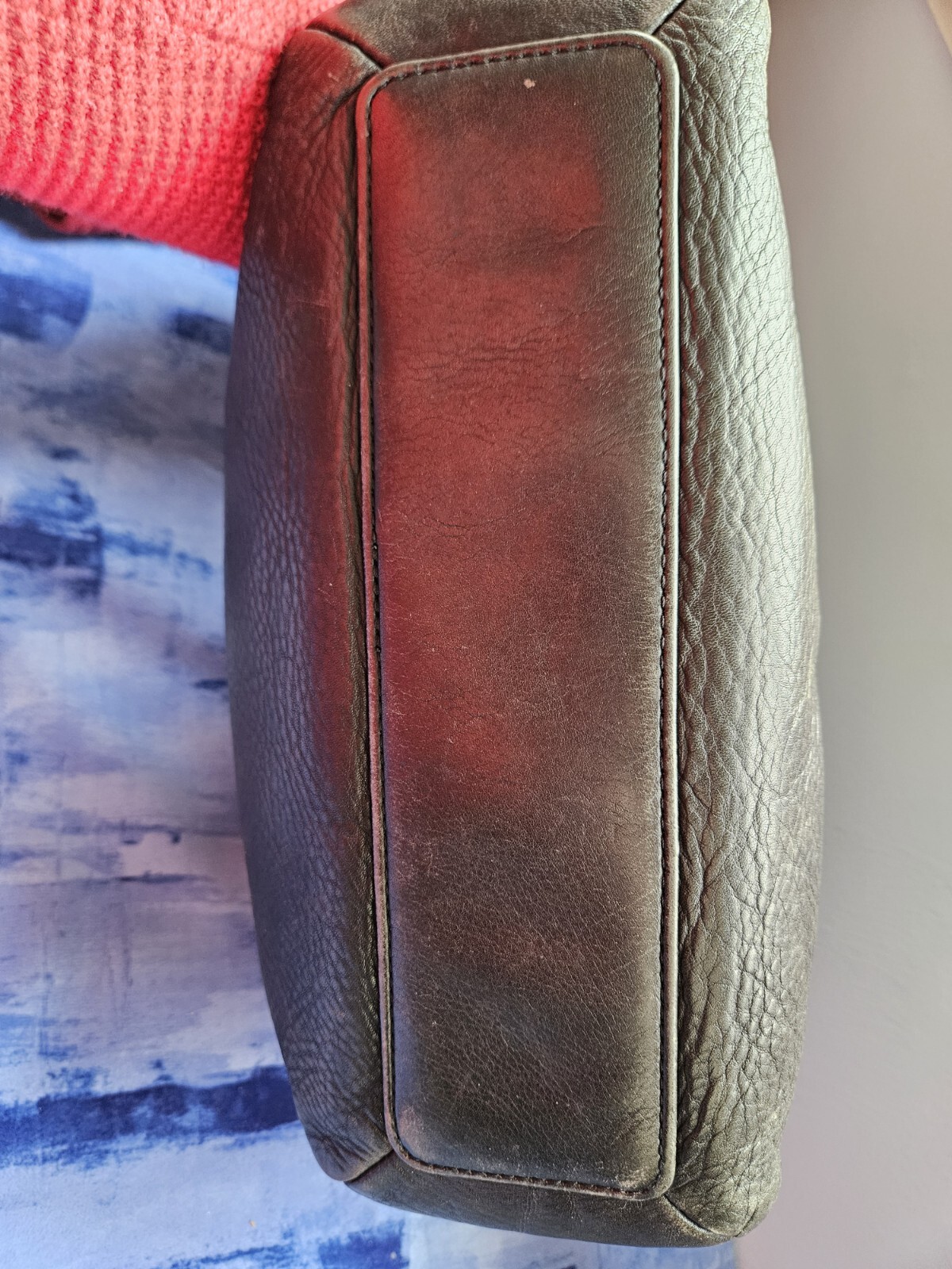 Robert Pietri Womens Shoulder Purse Gray Mottled Color Brown Strap Leather