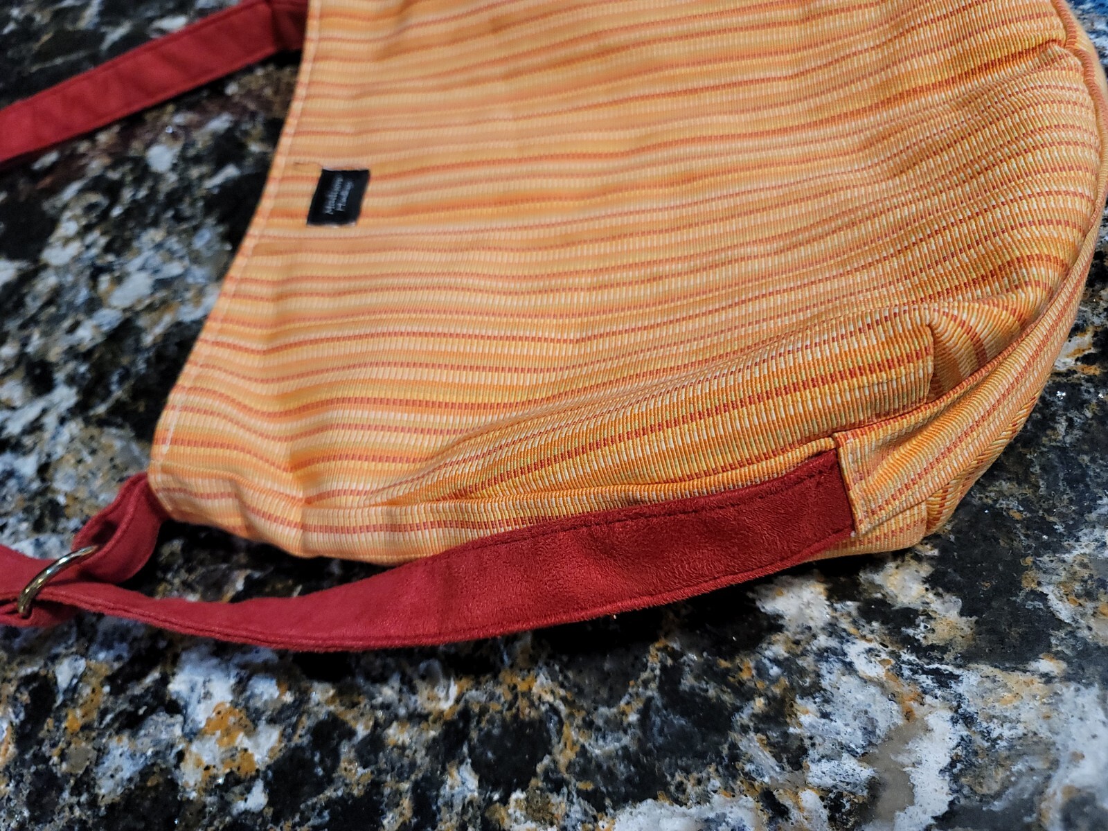 Madison Boho Handbag Orange with Red Handles Snap Closure Medium Purse New