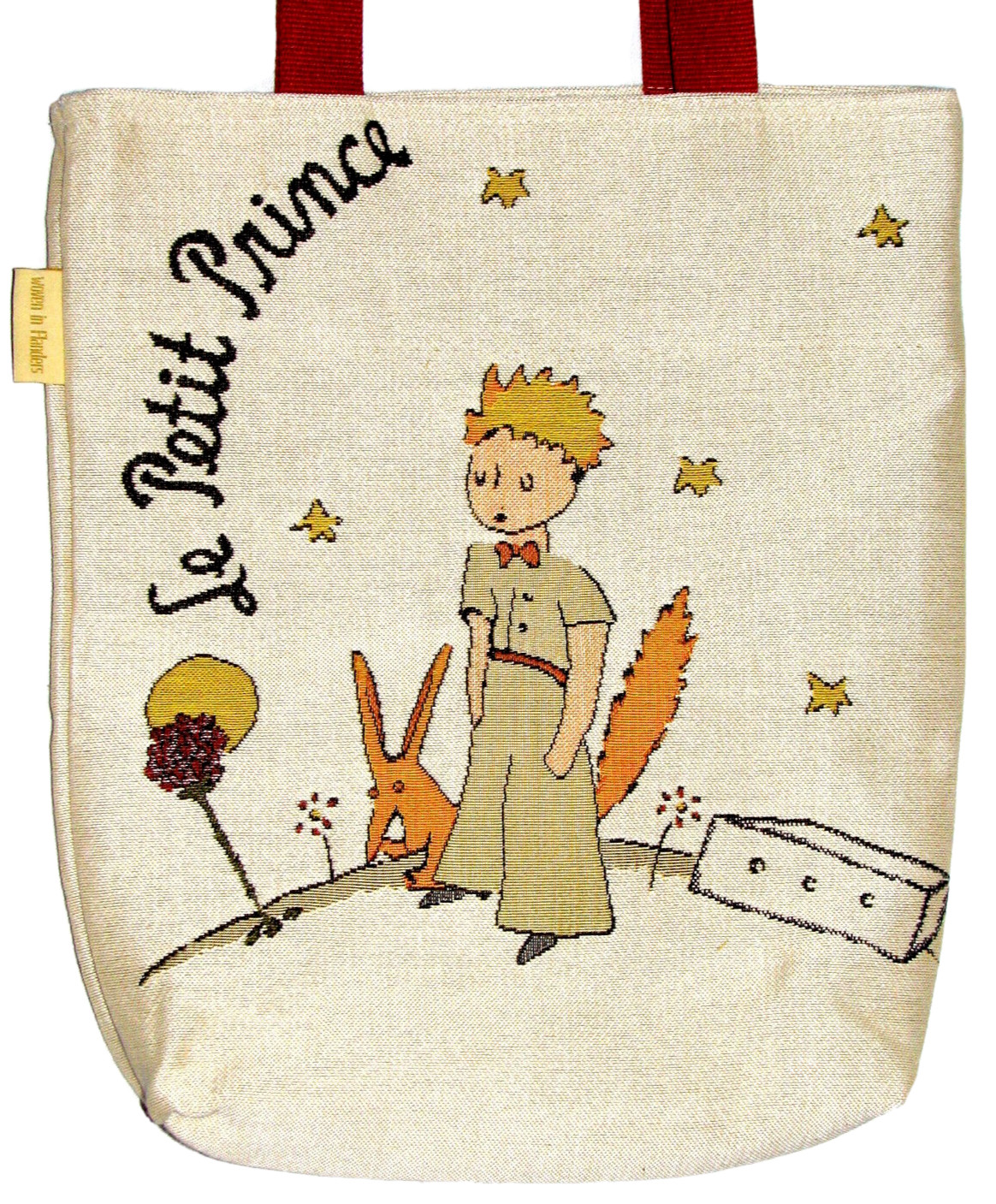 PETIT PRINCE PLANETE TWO SCENES, BELGIAN TAPESTRY SHOPPING TOTE BAG, 38CM X 34CM