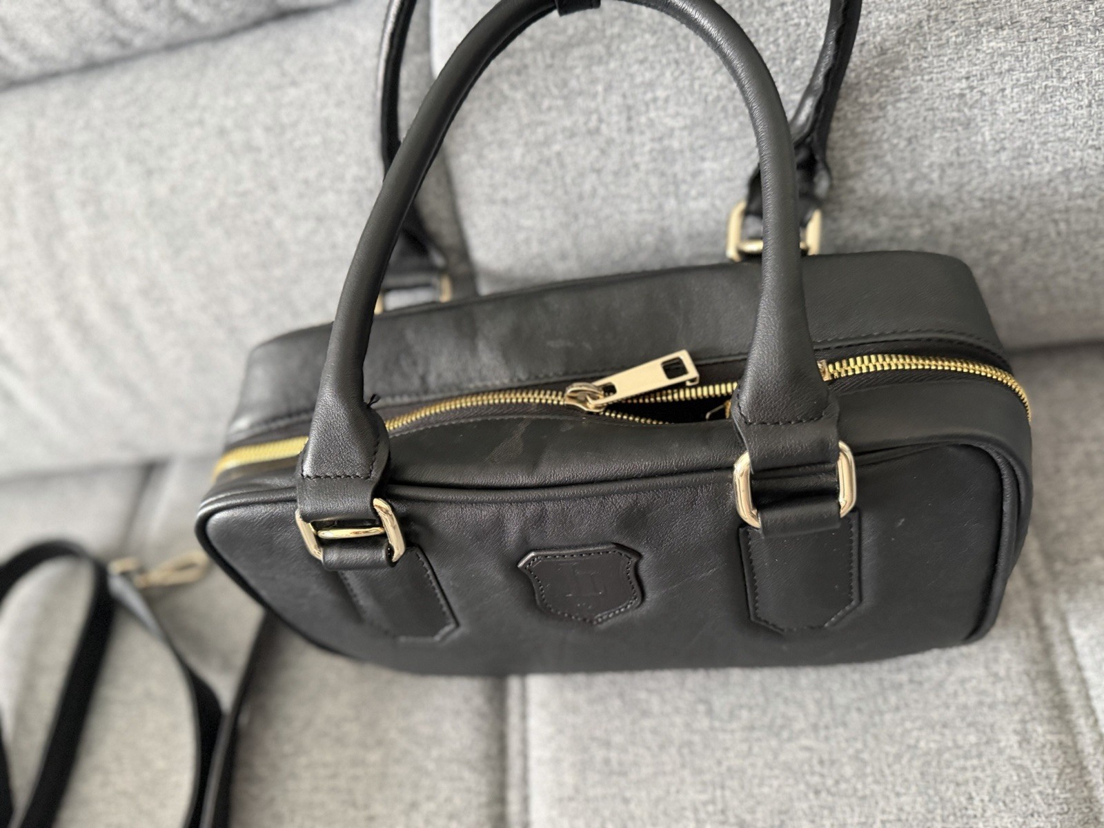 Custom Handmade Leather Bag (Lithuania) Genuine Leather | Black | Gold Hardware