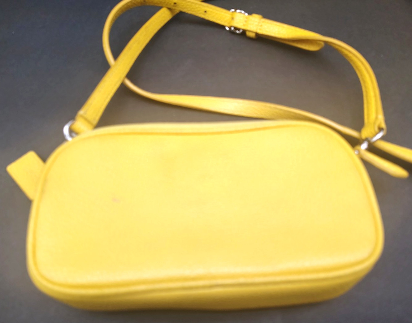 COACH Valentine’s Day Mini Crossbody Bag Polished Pebble Yellow Leather 6.5 in