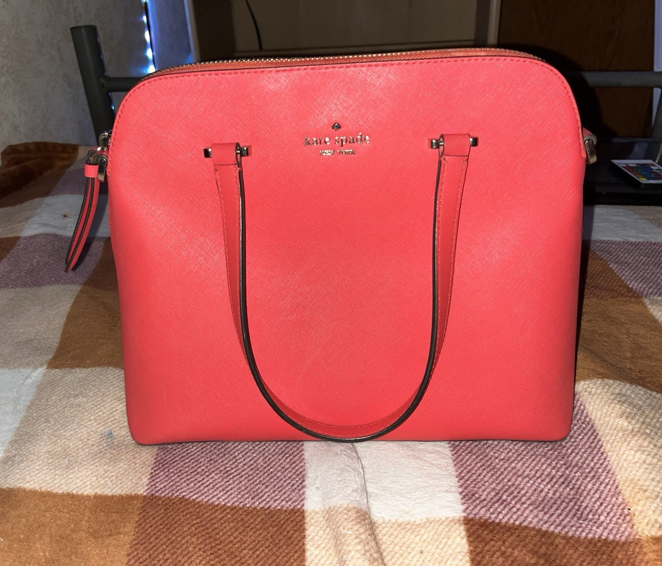 kate spade new york Pink Dome Bag Top Handle Zip Bag w/ Detachable Strap STAINS