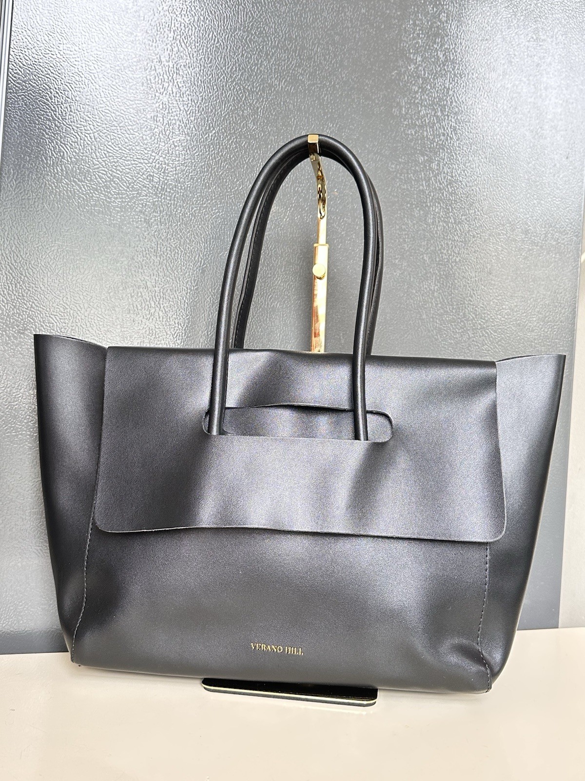 Verano Hill Katherine Retro Tote Shoulder Bag Black Vegan Leather BRAND NEW