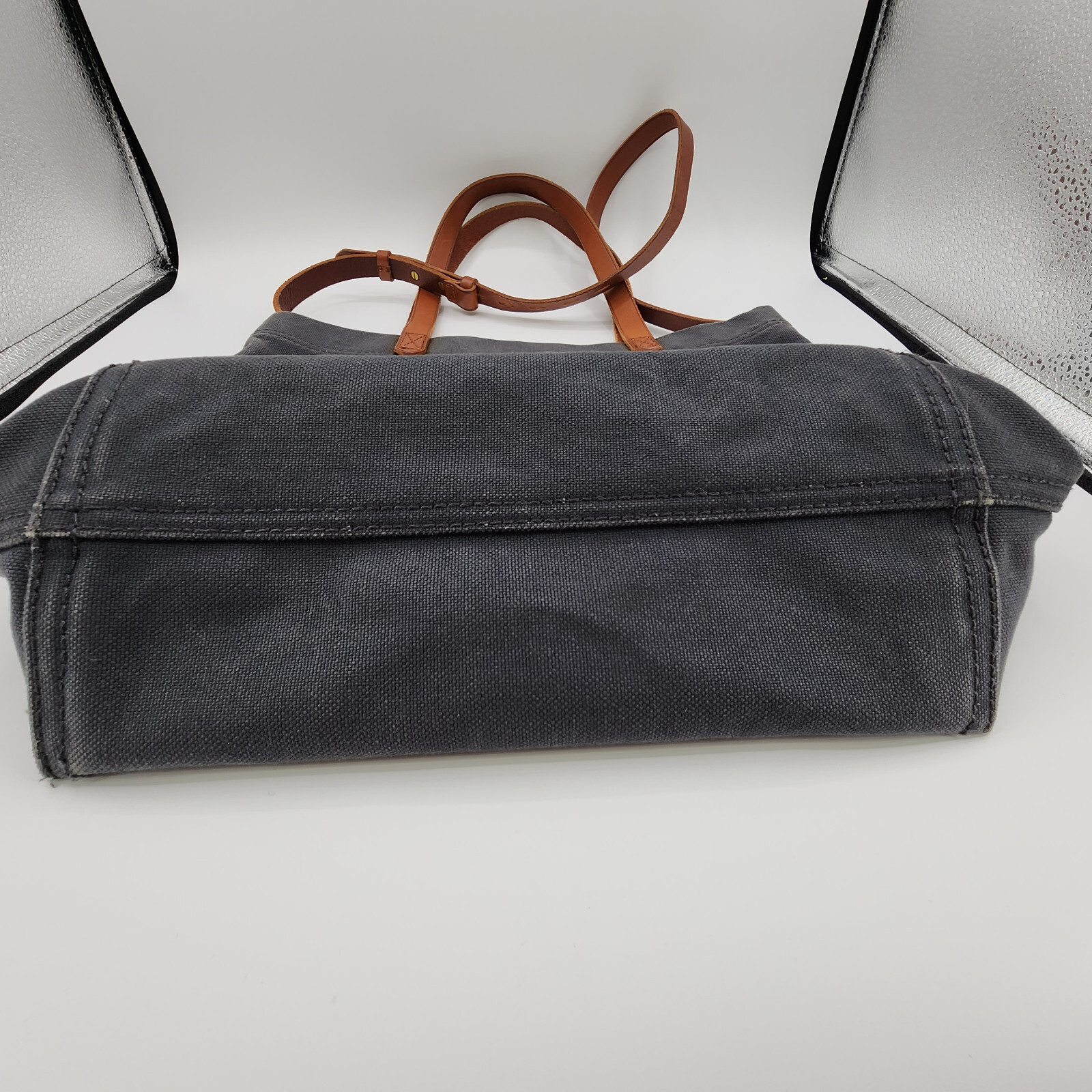 Madewell Canvas Medium Transport Tote Gray Customized Bee Decal Distressed READ