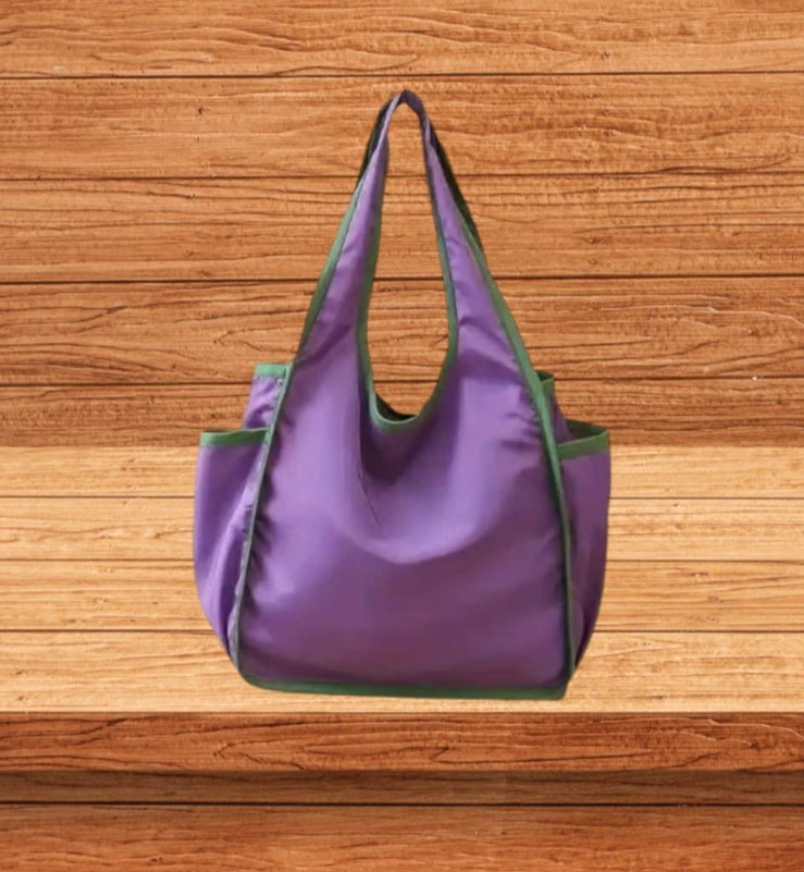 Foldable Tote Bag Large Size Portable PURPLE 11.81 x 11.02 x 3.94