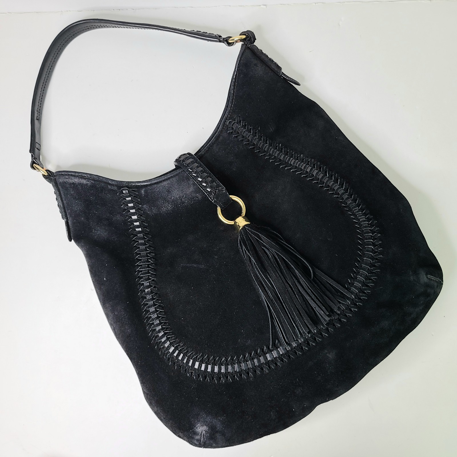 Lauren Ralph Lauren Womens Bag Indian Cove Suede Slouchy Hobo Shoulder-Read