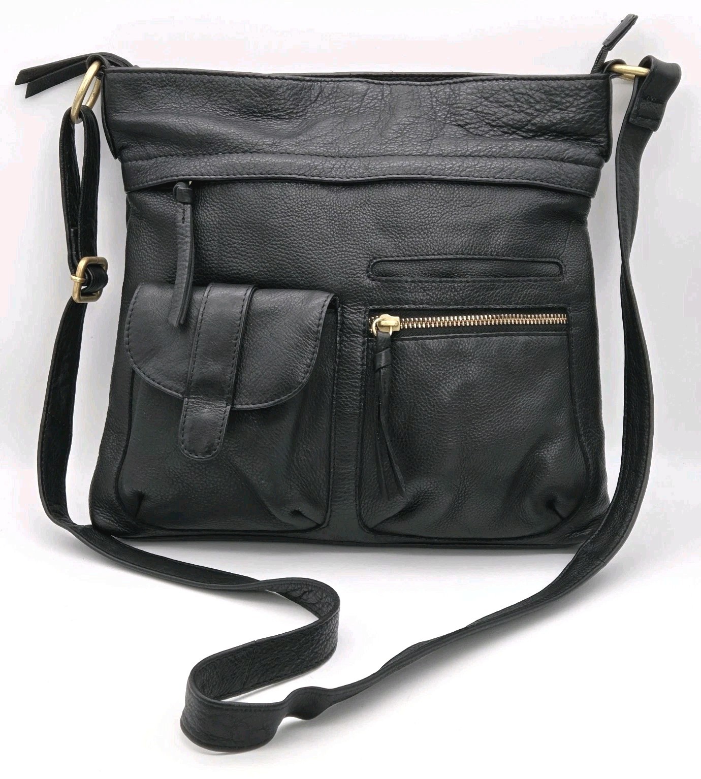 Great American Leather Works Purse Black Pebbled Leather Crossbody Bag