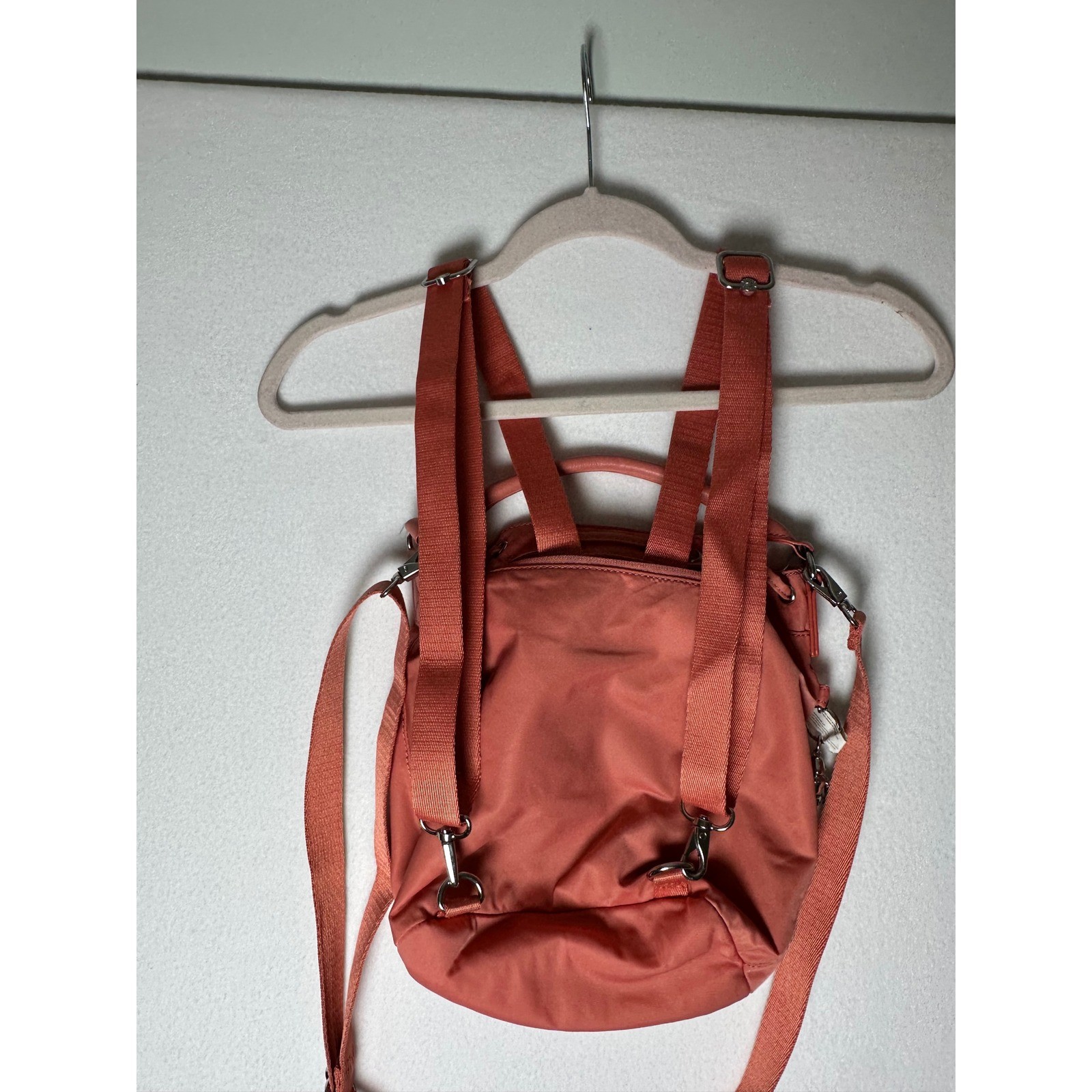 Kipling Firefly Up Convertible Backpack Crossbody Coral Pink Nylon Travel Bag