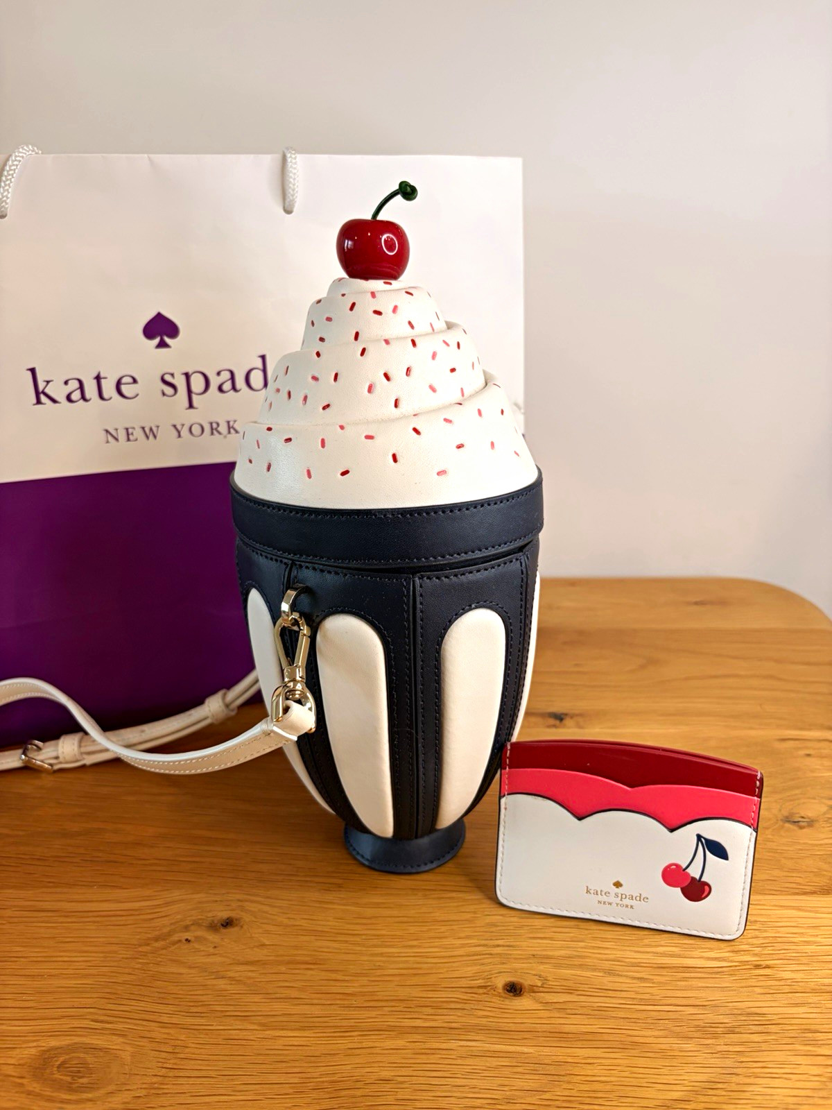 Kate Spade Bing Ice Cream Sundae Crossbody Bag + Spencer Cherries Card Holder