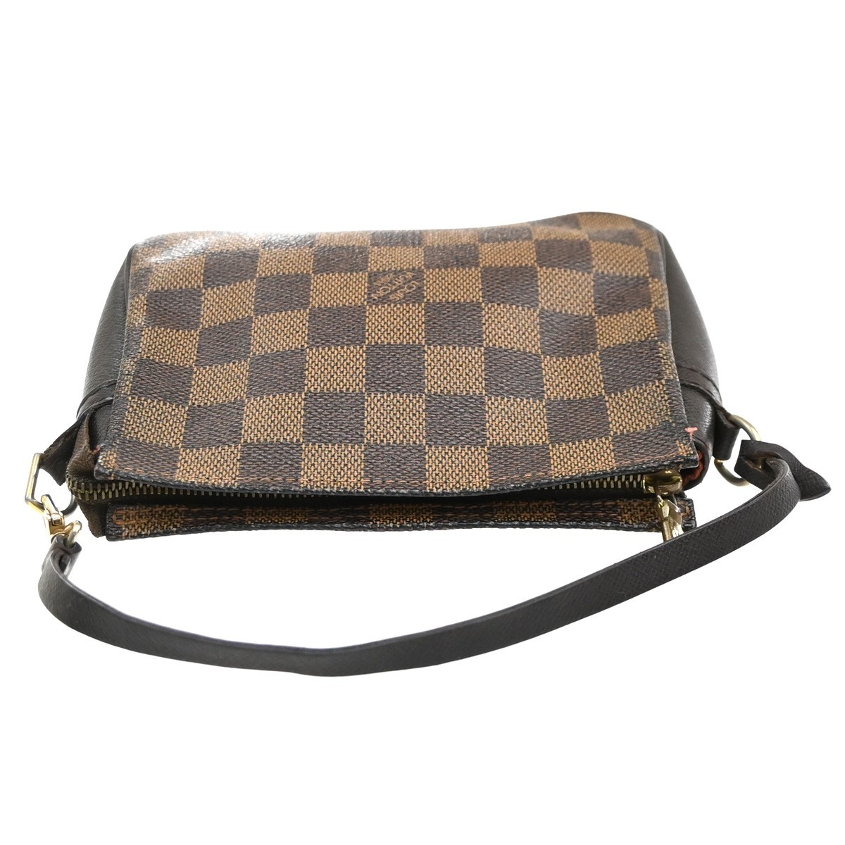 LOUIS VUITTON Trousse Makeup Hand Bag Damier Ebene Leather Brown N51982 83SA070