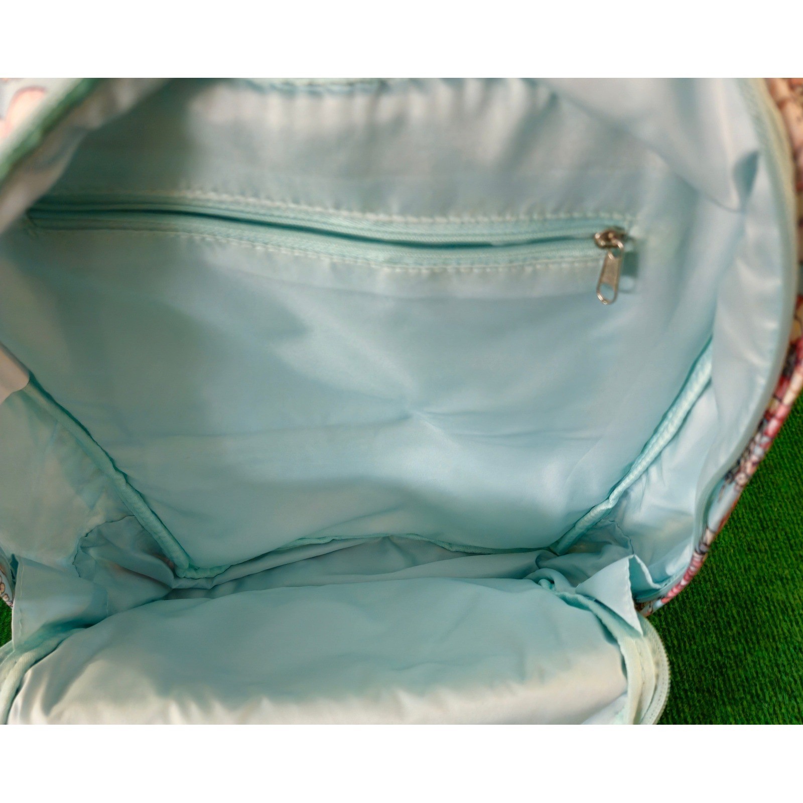 Floral Print Backpack Light Blue Pink Flowers Lightweight School Travel Bag