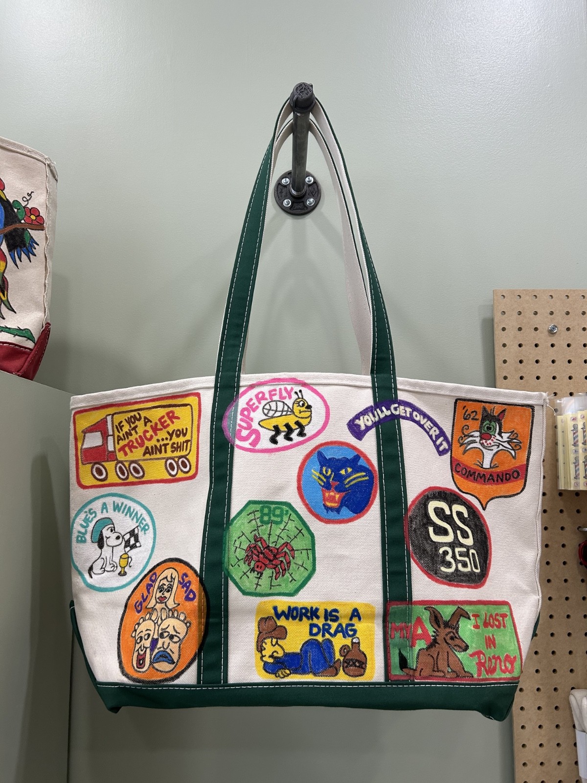 LL Bean Boat & Tote Hand Painted Design Canvas Bag