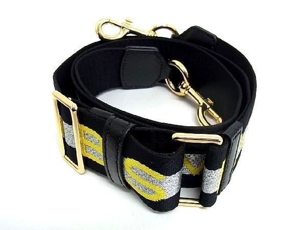 MARC JACOBS Webbing Bag Shoulder Strap Crossbody Black Silver AM9010 38 in~56in