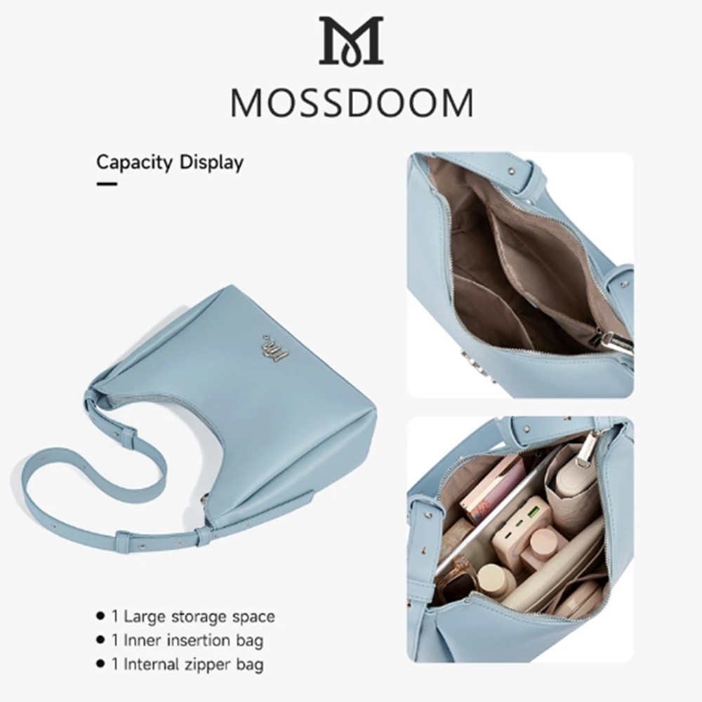 MOSSDOOM Deanna Bag For Women PU leather Shoulder Simple Korean Fashion Blue