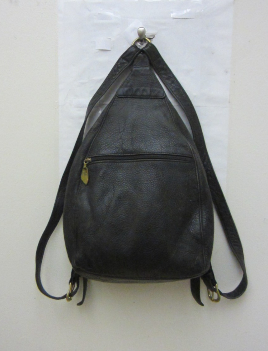 Vintage Rare Teardrop shape *Very Worn Black Leather Backpack Libaire USA Made