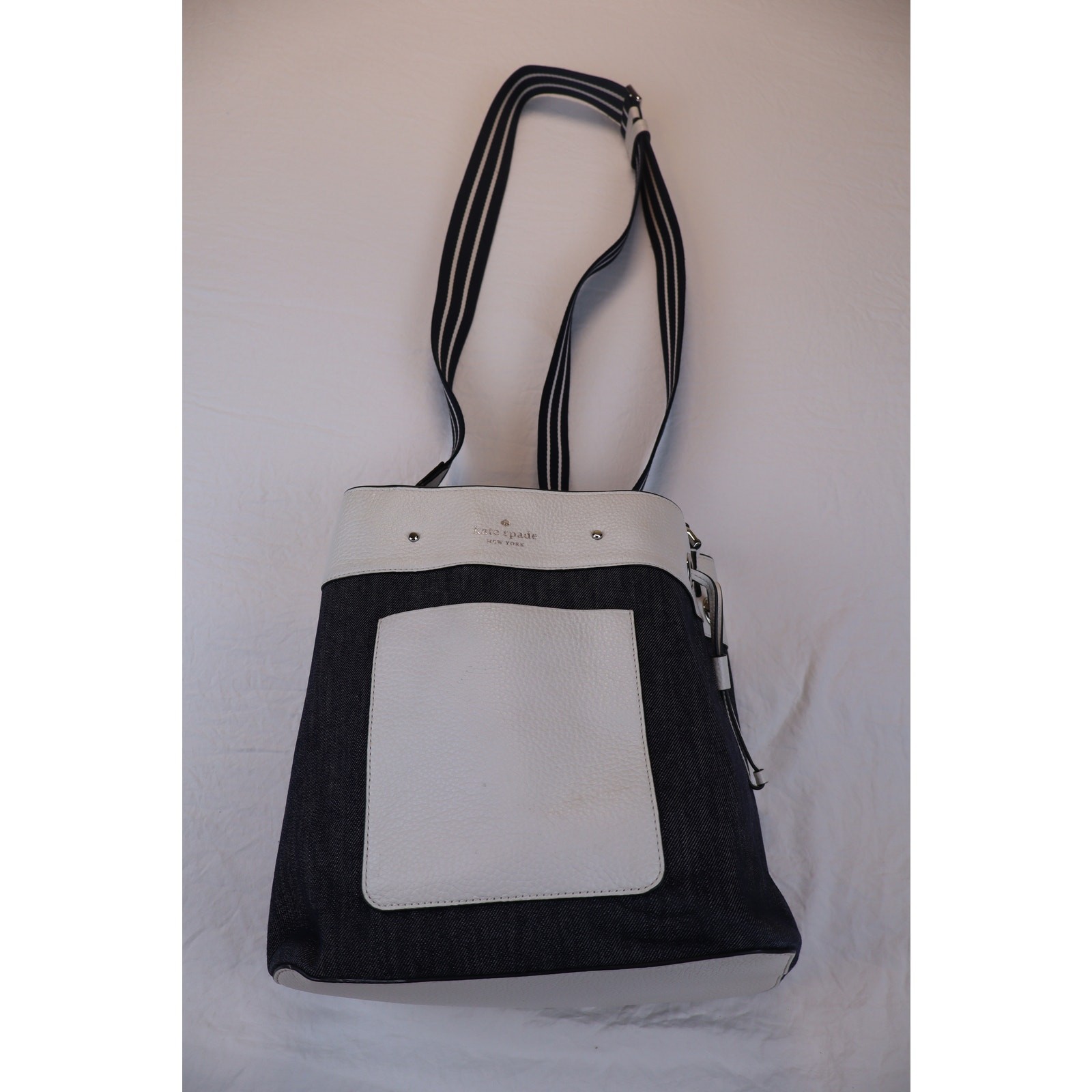 Kate Spade Marti Bucket Bag Black White Leather Crossbody Strap