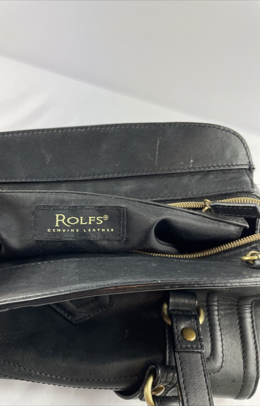 Rolf’s Small Black Handbag Genuine Leather Double Handle Purse