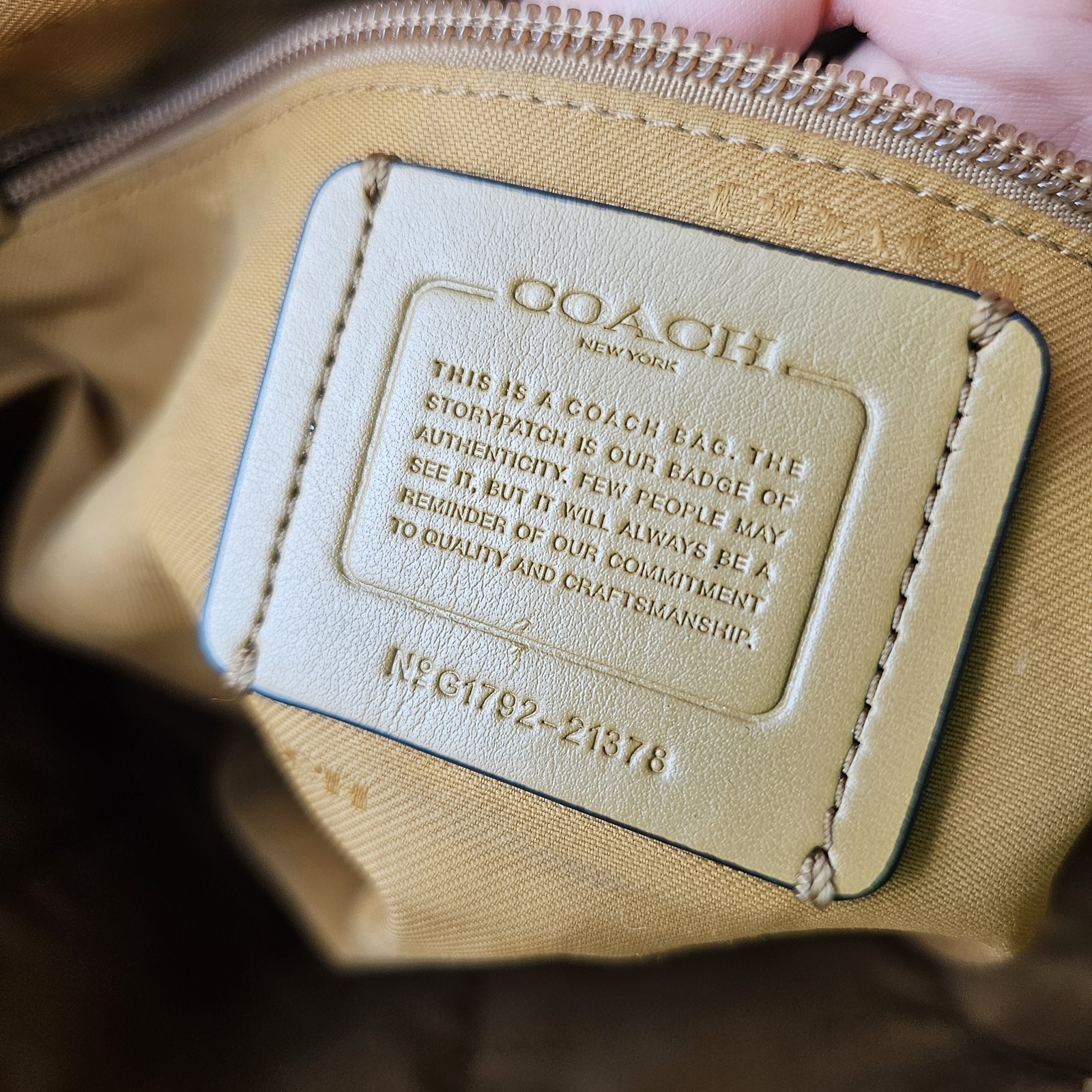 COACH Dufflette C2818 Natural Smooth Calf Leather Beechwood Shoulder Bag