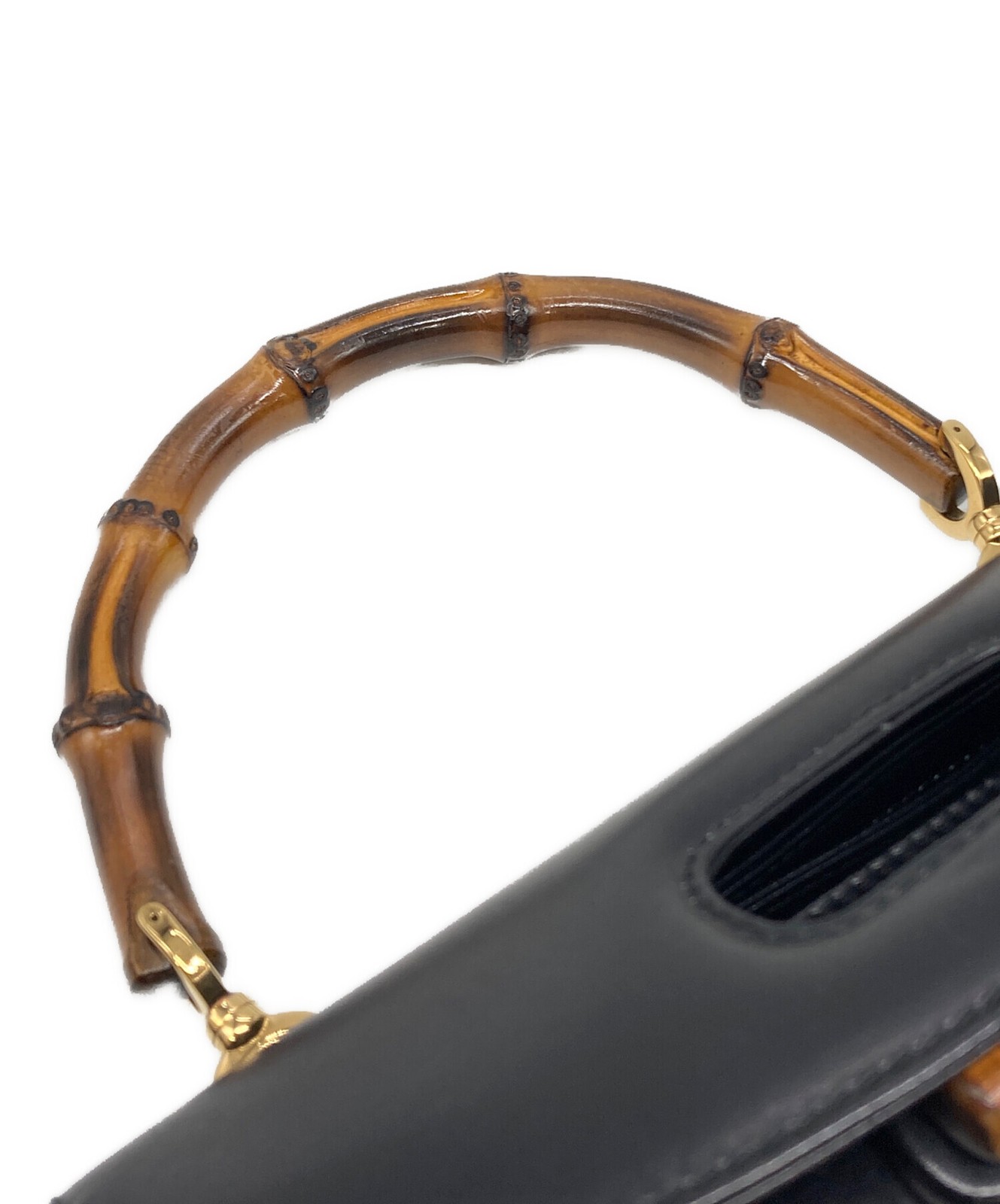 Gucci Lock Bamboo 2-Way Black Bag #TFB1082