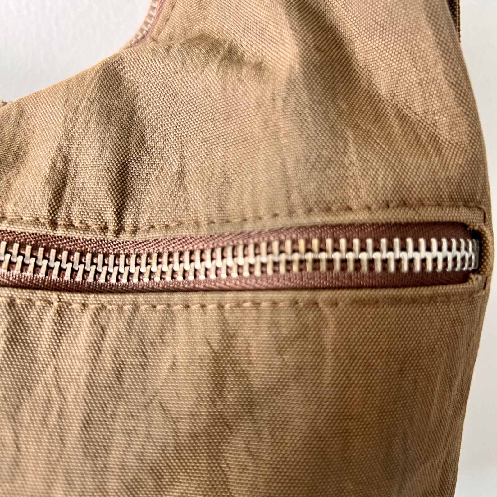 Vintage Baggallini Brown Nylon Crossbody Saddle Bag Hipster Boho Purse Boho