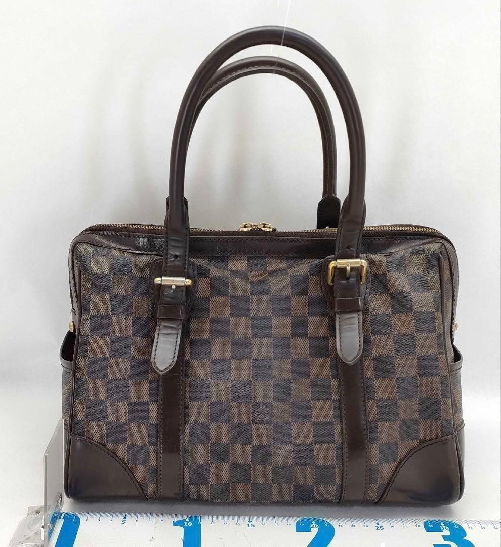 LOUIS VUITTON Damier Berkeley Handbag Brown PVC Leather Authentic Good Conditio