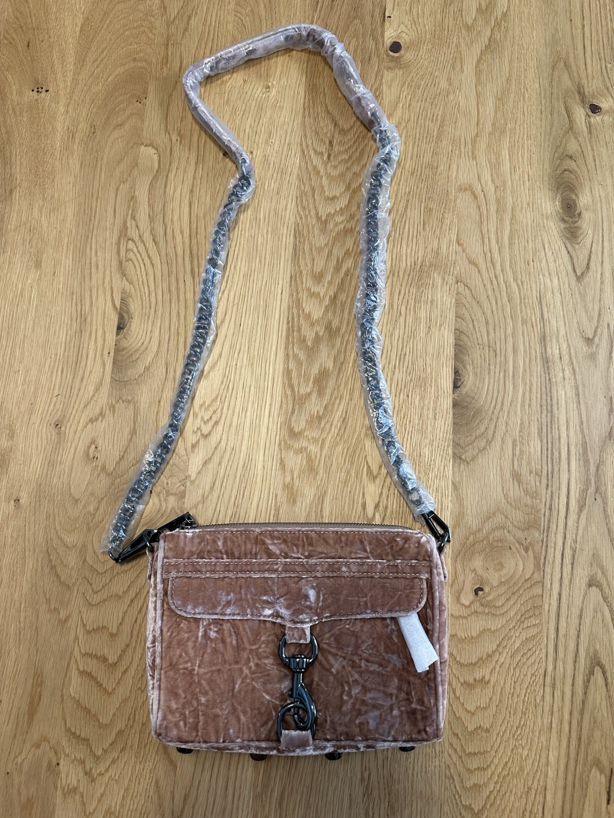 NWOT Rebecca Minkoff Berry Smoothie (Pink) Velvet Mini Mac Crossbody Bag Pewter