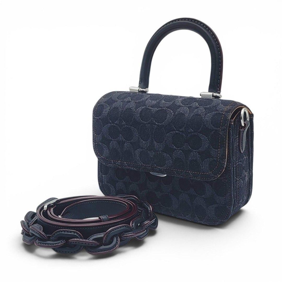 Coach Rogue Top Handle Signature Denim Black Handbag Japan 079003