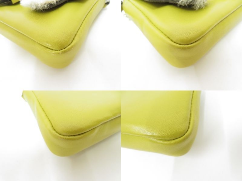 FENDI Bugs Monster Baguette Micro Fur Leather Chain Mini Shoulder Bag I#53762