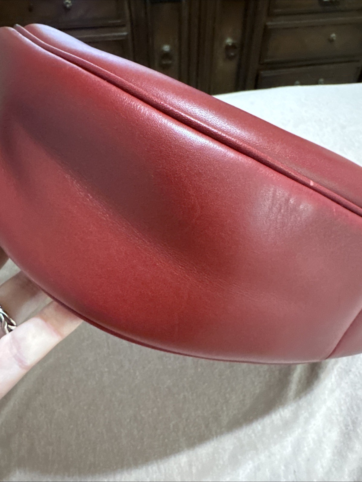 Coach Chelsea Crossbody Hobo Red Smooth Leather Crescent Bag Style 54446