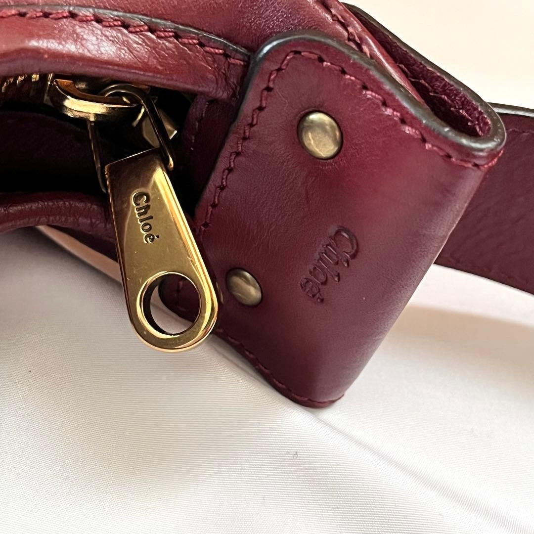 Chloe leather shoulder bag burgundy 24×22cm Authentic Designer Luxury Iconic
