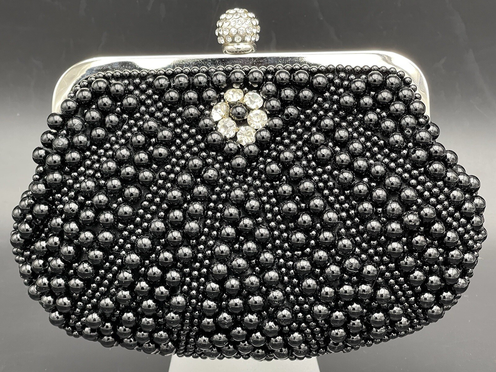 Black Beads/Rhinestone Envelope Evening Clutch Party Cocktail Wedding Clutch
