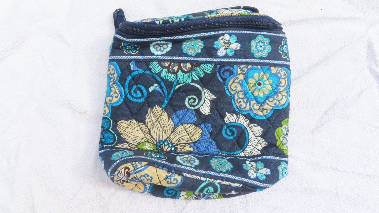 Blue Floral Quilted Tote Bag Vera Bradley 7 inches X 6 1/2 inches X 3 inches