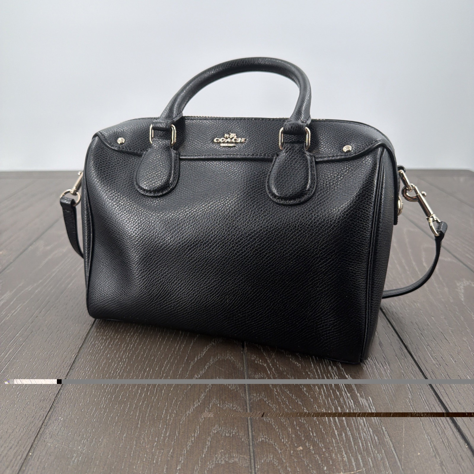 Coach F36624 Mini Bennett Black Cross-Grain Leather Satchel / Messenger Bag
