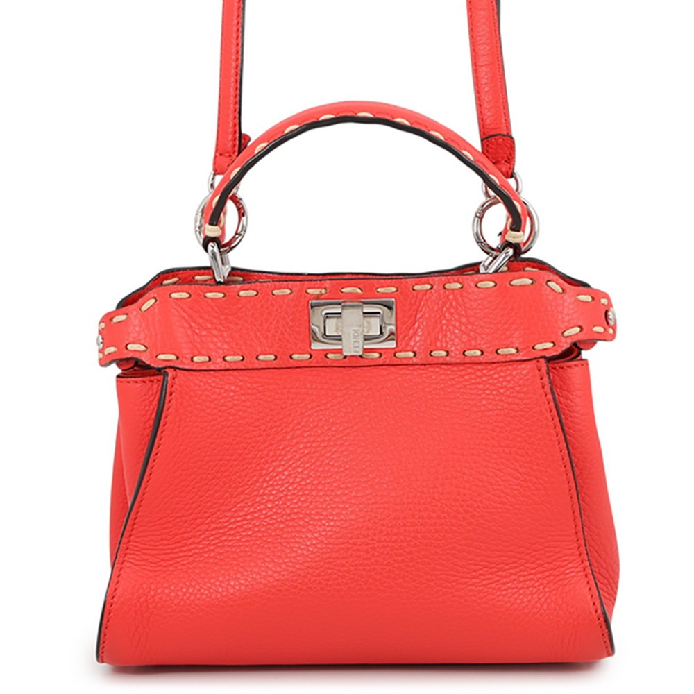 FENDI Selleria Peekaboo Mini Size Mini Leather Orange 8BN244