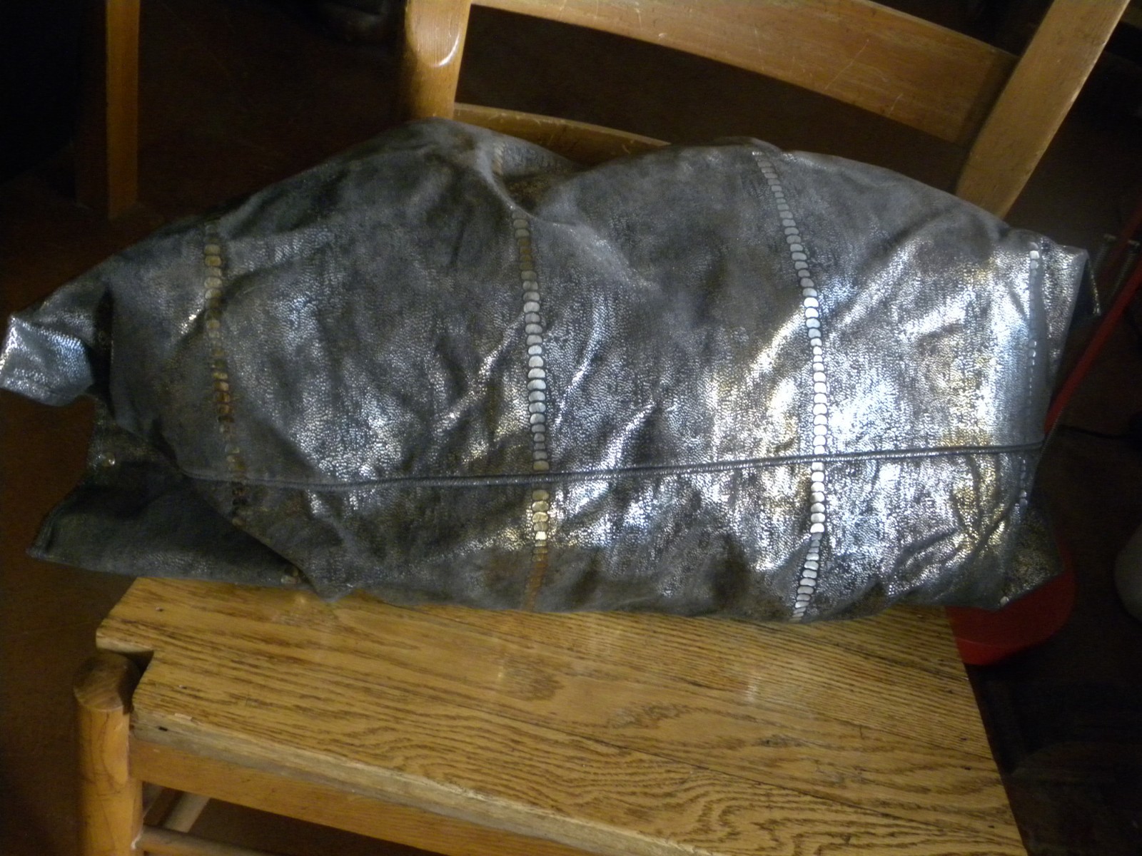 Large SIGNED Antonio Luciano Metallic Textured Handbag Designer Purse