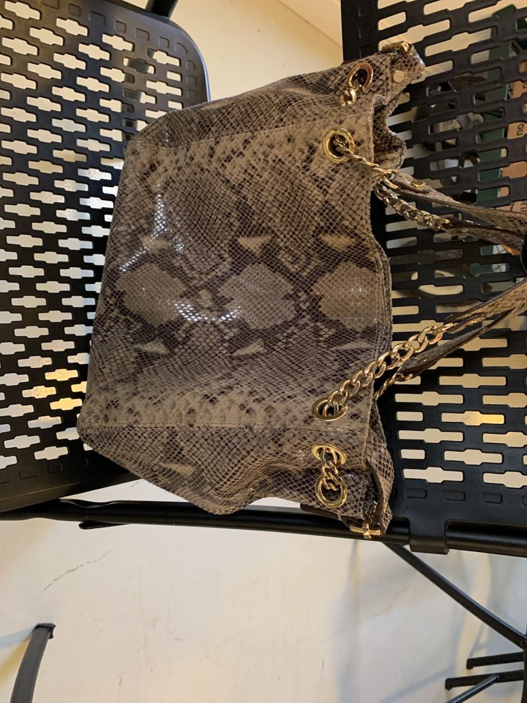 Michael Kors Jet Set Chain Python Snakeskin Embossed Shoulder Tote