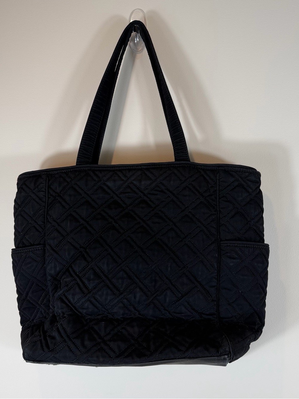 Vera Bradley Quilted Black Tote with Front Flap Pocket