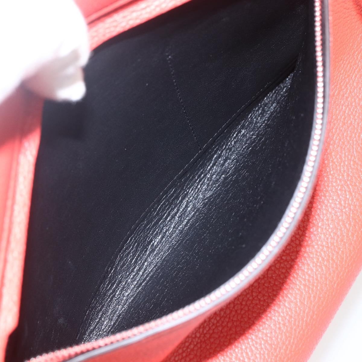 CELINE Trapeze Hand Bag Leather 2way Red Silver Auth 157228