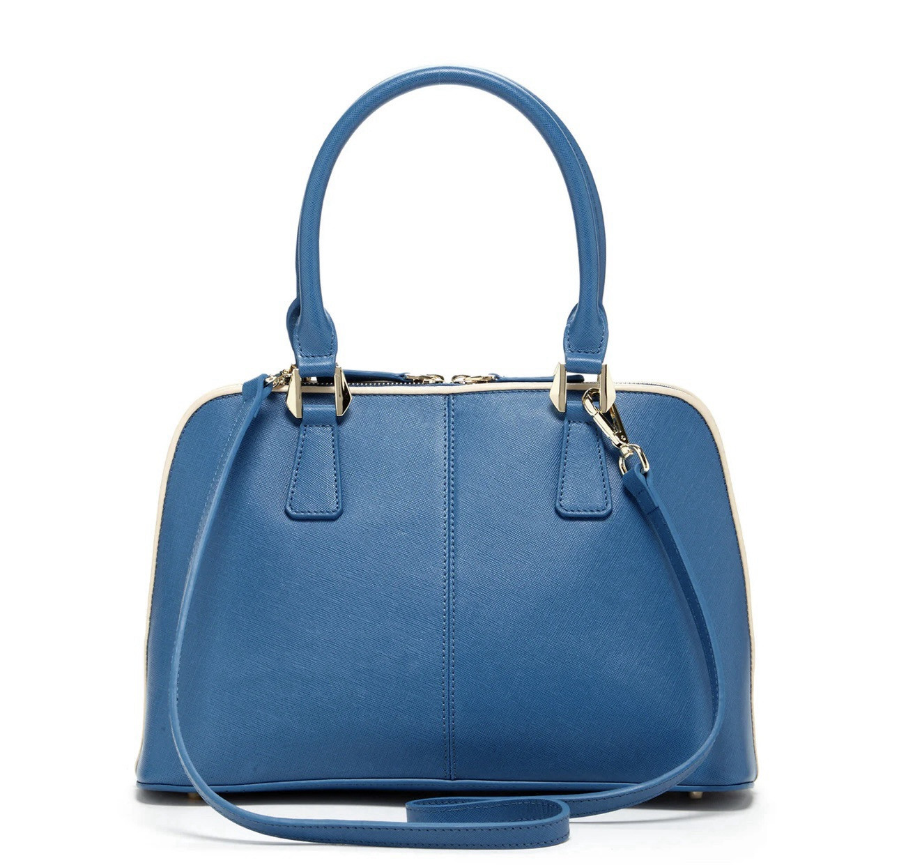 SUSU The Melissa Blue Saffiano Leather Satchel Bag