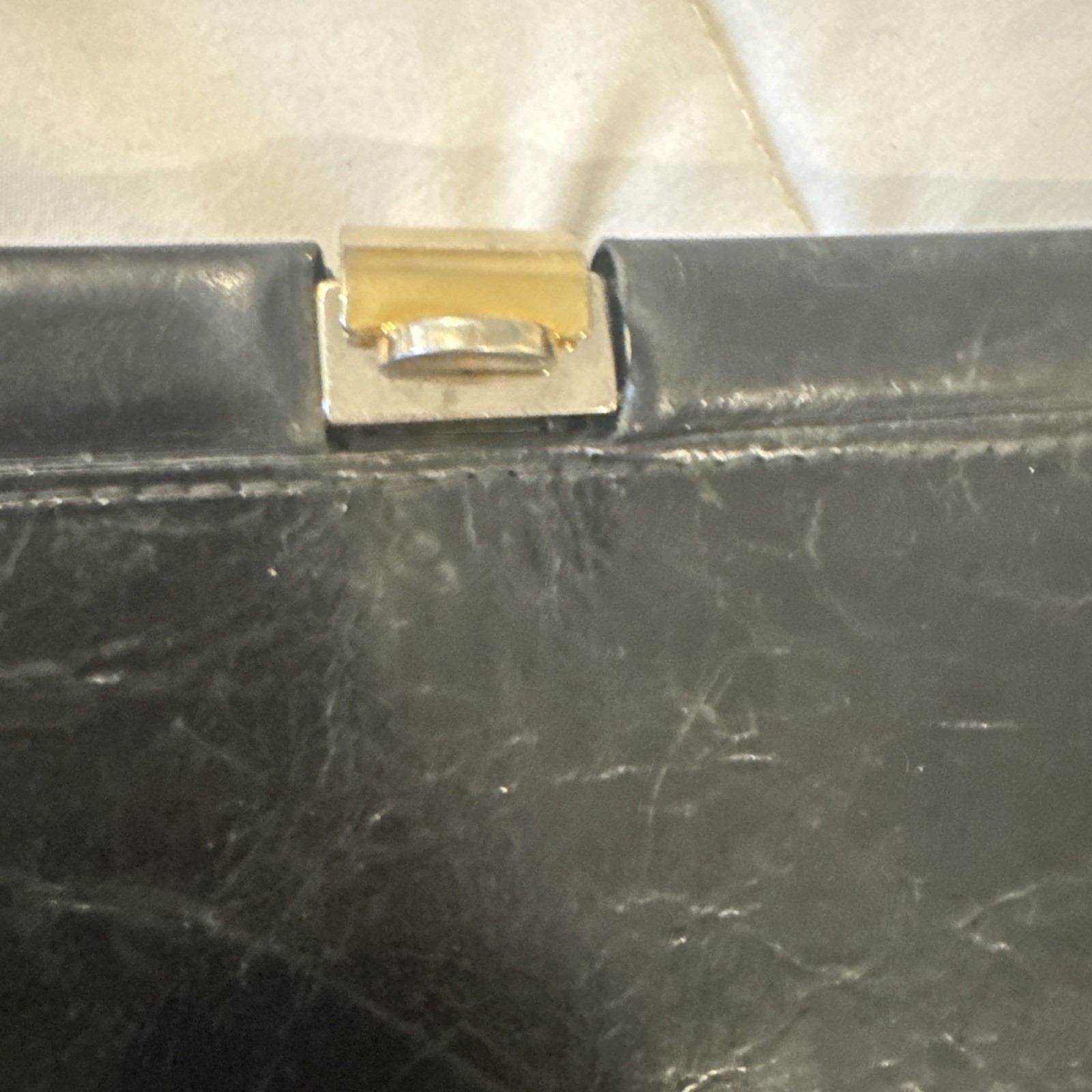 Furla Vintage Clutch black Leather Handbag Made in Italy 13″X8″