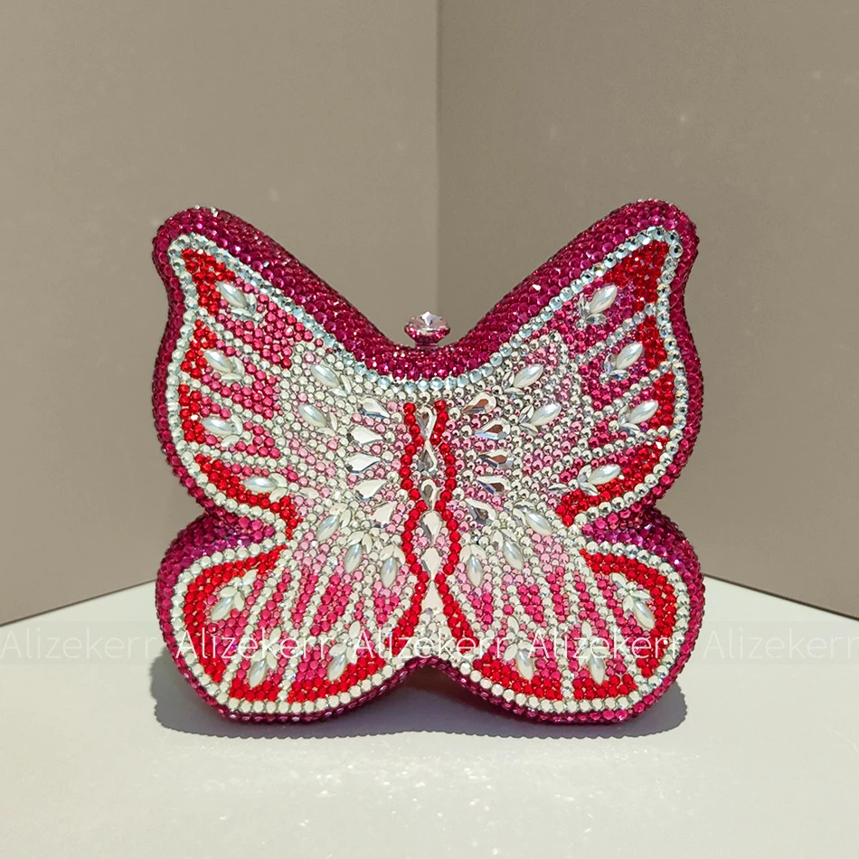 Butterfly Shaped Crystal Evening Bags Women 2026 Boutique Rhinestone Metallic Cl