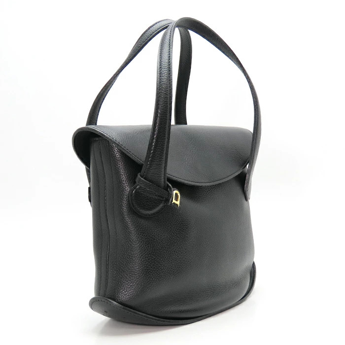 Delvaux Handbag Leather Black color w/Hand mirror storage cloth bag W25.5