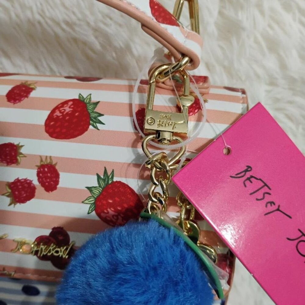 NWT Betsey Johnson Strawberries Blueberries Crossbody Purse Bag w/Charm Summer